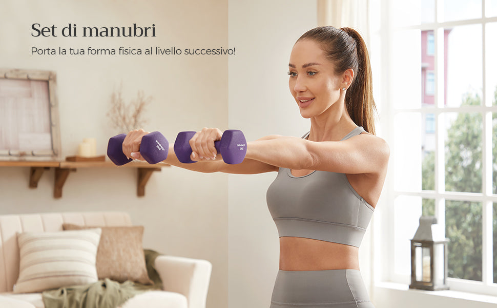 Coppia Di Manubri Da 2 Kg Con Rivestimento In Neoprene Esagonali Viola Per Allenamento A Casa