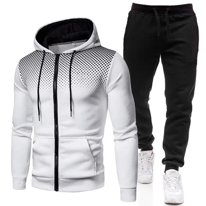 Tuta Sportiva da Uomo 2 Pezzi Felpa con Cappuccio Pantaloni Primavera Autunno Outfit Abbigliamento Sportivo Jogging