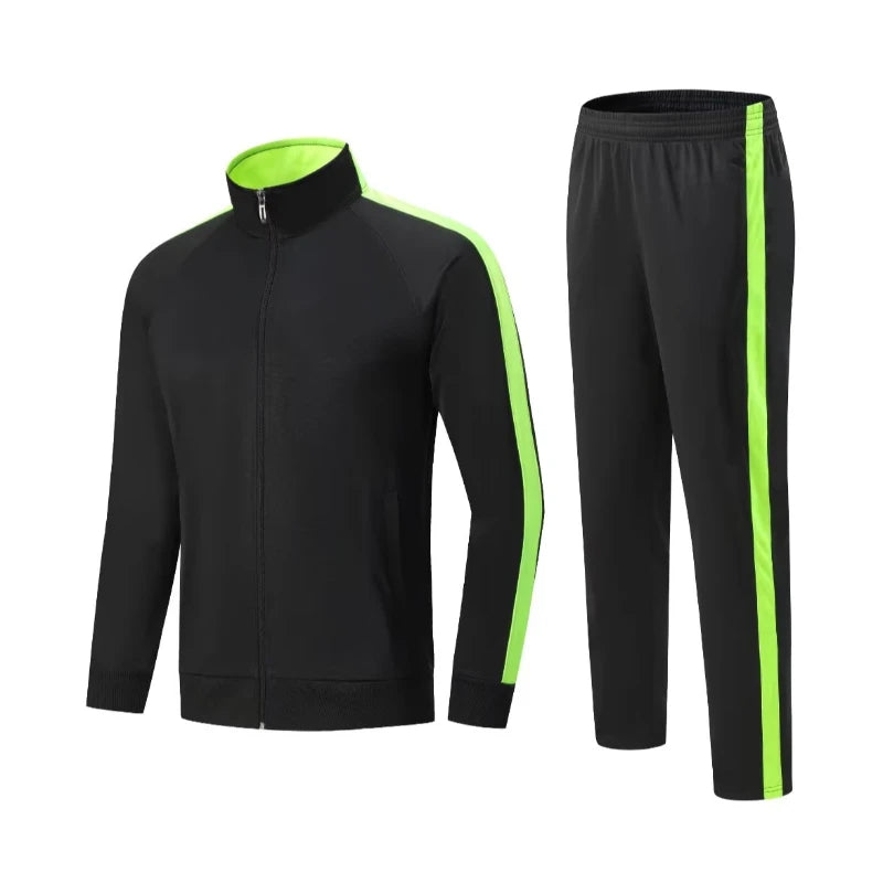 Tuta da allenamento di calcio giacca con zip top e pantaloni divisa da calcio personalizzata autunno inverno 2 pezzi vestiti per esercizi di Fitness