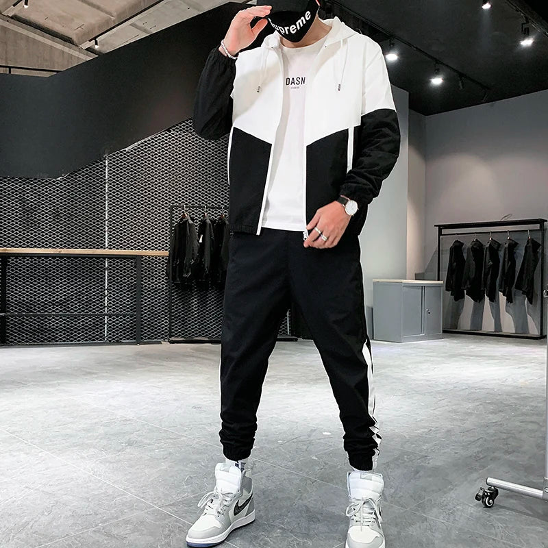 Tuta Sportiva Uomo 2026 Completo Casual Con Giacca E Pantaloni Con Cappuccio Set 2 Pezzi Hip Hop Per Corsa E Sport