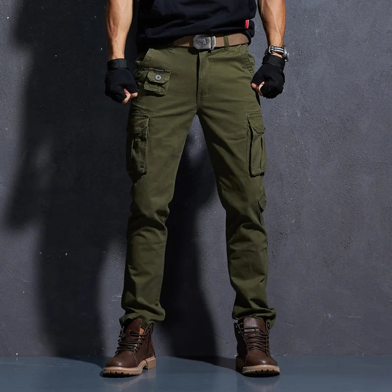 Pantaloni Cargo Uomo Mimetici Con Tasche Molteplici Pantaloni Larghi Casuali In Cotone