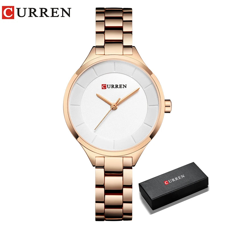Curren Orologio Da Donna Quarzo Cinturino In Acciaio Inossidabile Resistente All Acqua 34mm Rotondo Modello 9015