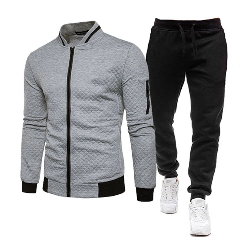 Set di abbigliamento sportivo da uomo Tuta da uomo di marca Abbigliamento sportivo da fitness Due pezzi Giacca a maniche lunghe + Pantaloni Tuta da uomo casual