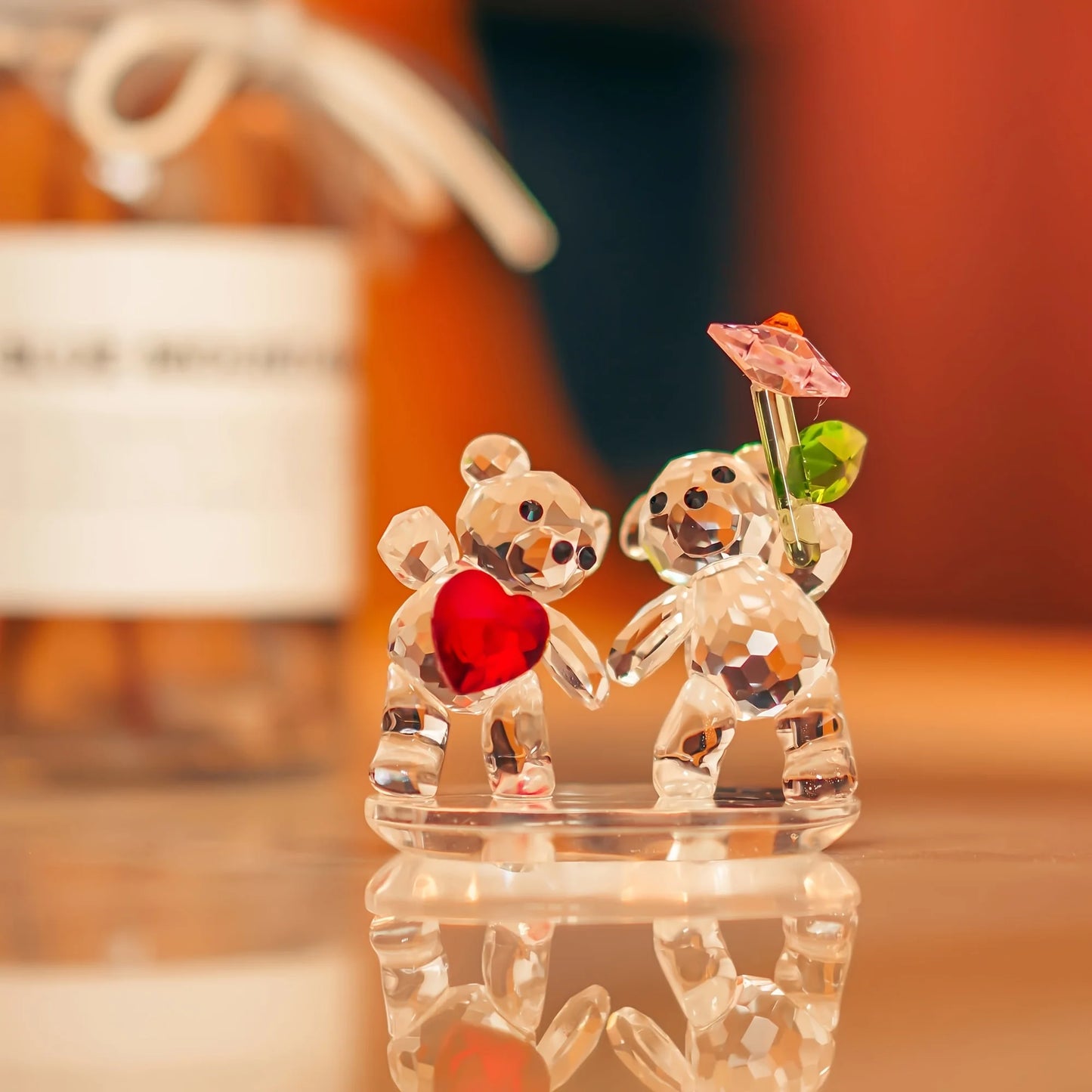 Statua Di Orso Innamorato In Cristallo Fatta A Mano Decorazione Per La Casa Regalo Di Natale E San Valentino