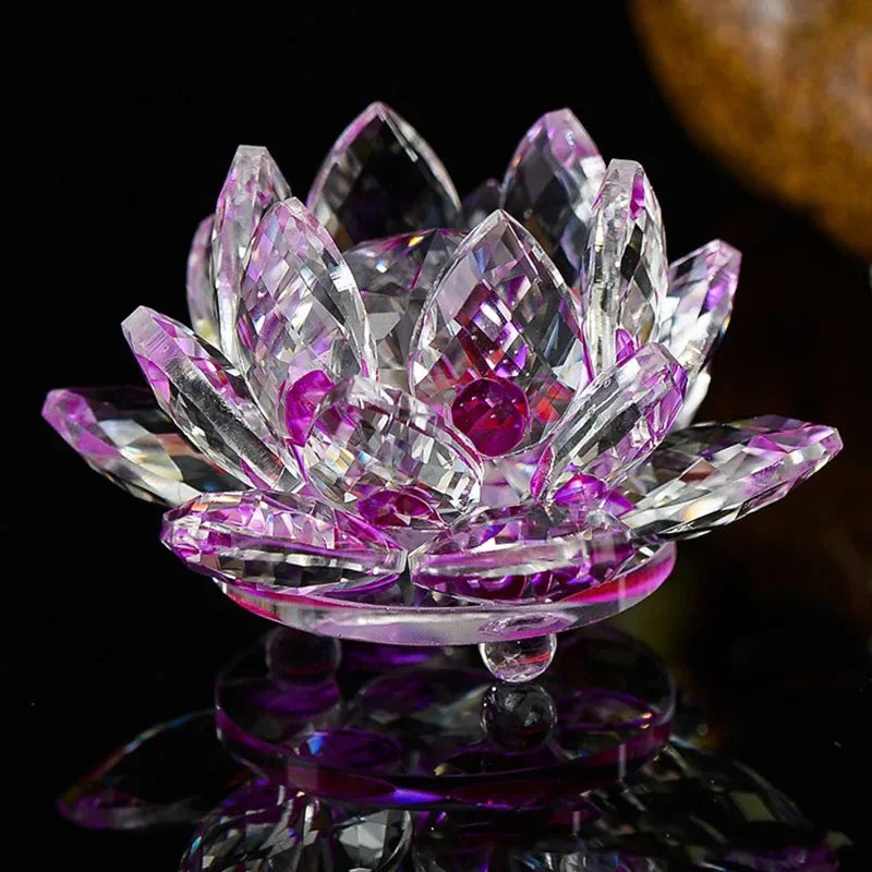 Fermacarte In Cristallo Di Quarzo Fiore Di Loto 80mm Artigianato In Vetro Feng Shui Decorazioni Per Casa Regalo