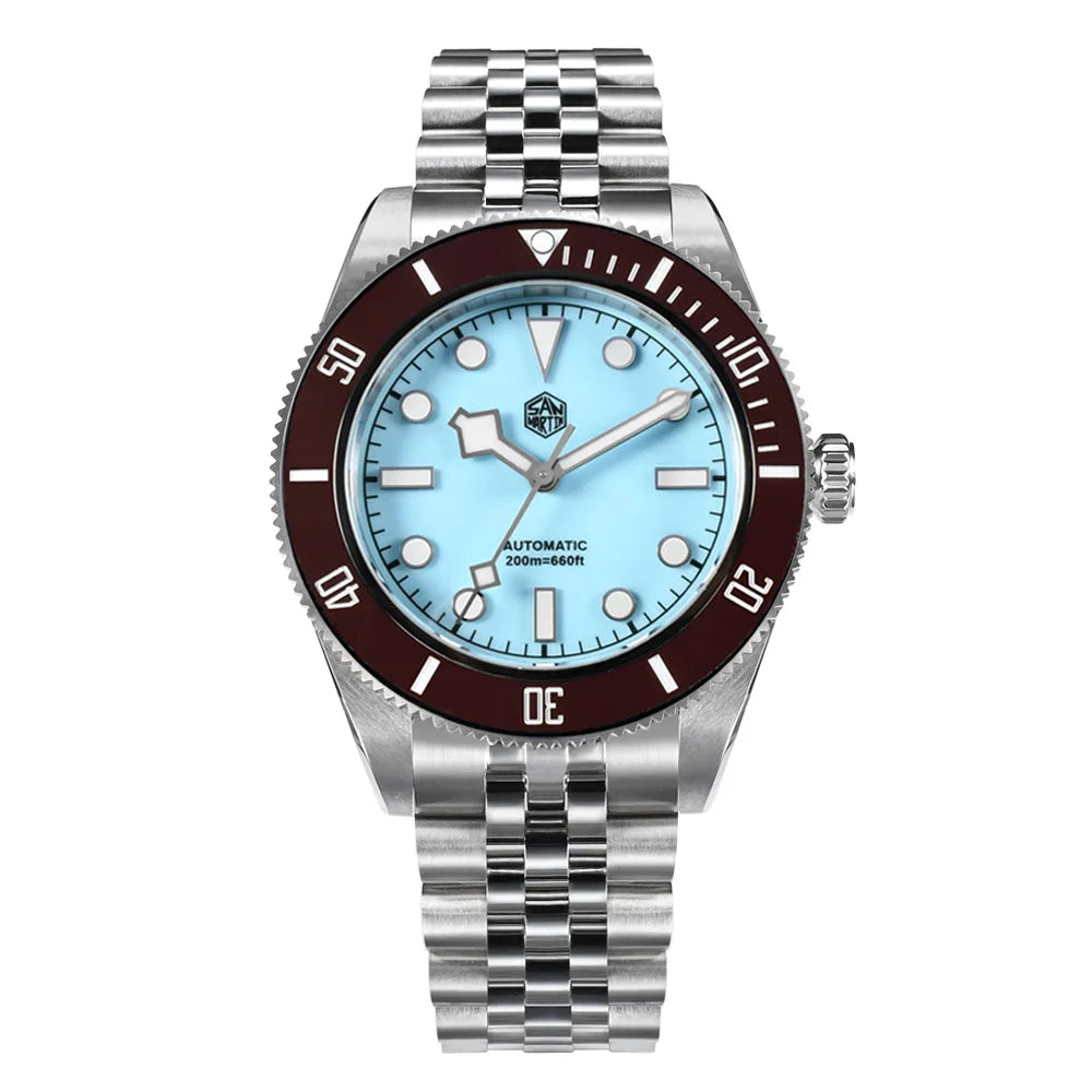 San Martin Orologio 40mm BB Diver Smaltato Quadrante Enamel Blu Lusso NH35 Automatico 200m SN0128