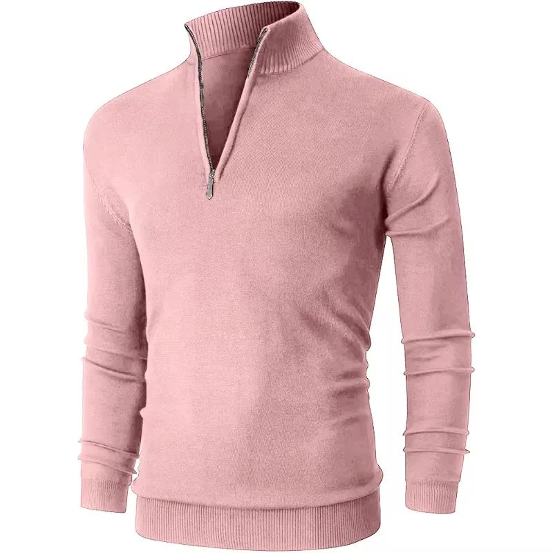 Dolcevita Uomo Con Mezza Cerniera Caldo Inverno Streetwear Collo Alto Versatile Ufficio Tempo Libero