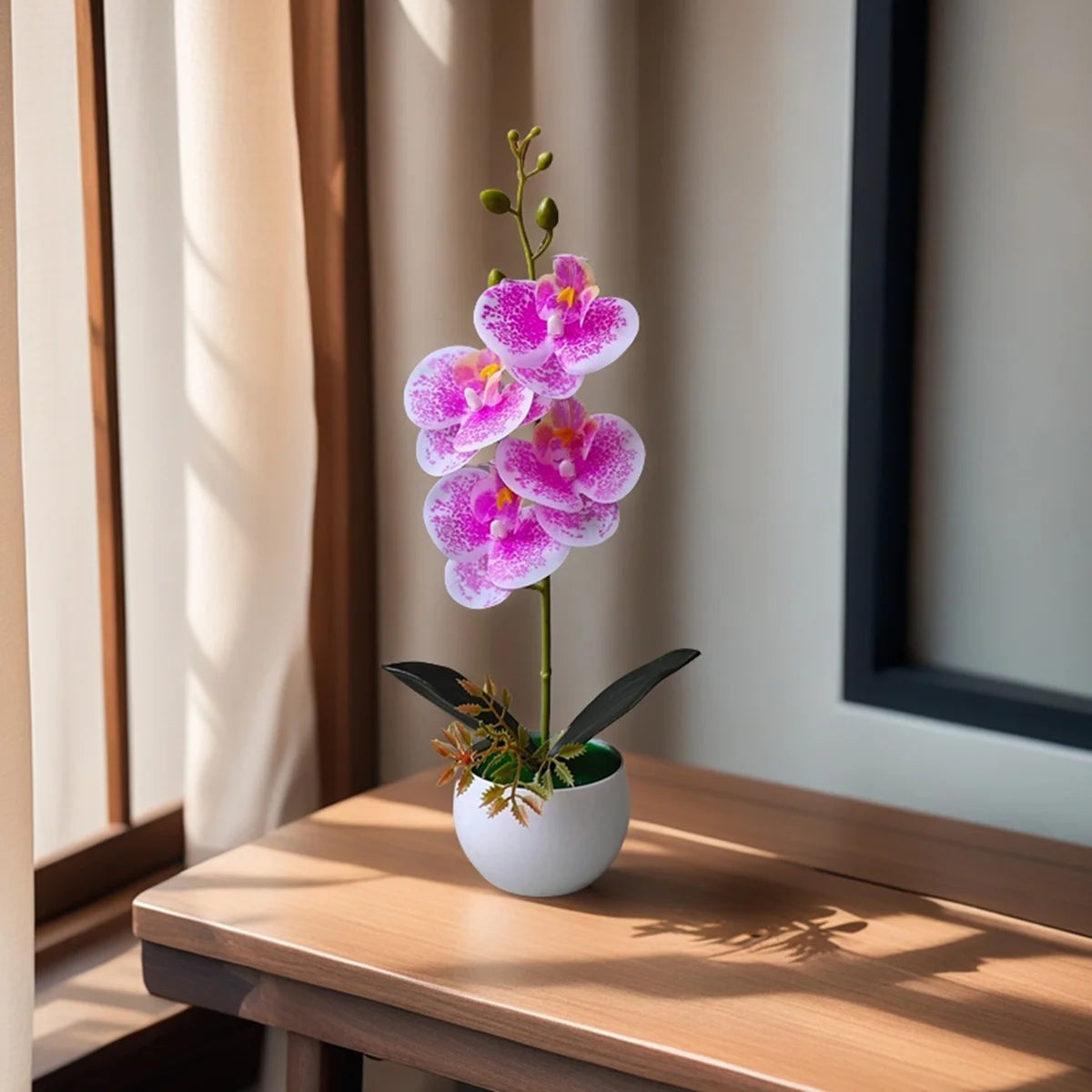 Pianta In Vaso Di Orchidea Artificiale Realistica Con Vaso Di Plastica Per Decorazione Centrotavola Tavolo Per Ufficio