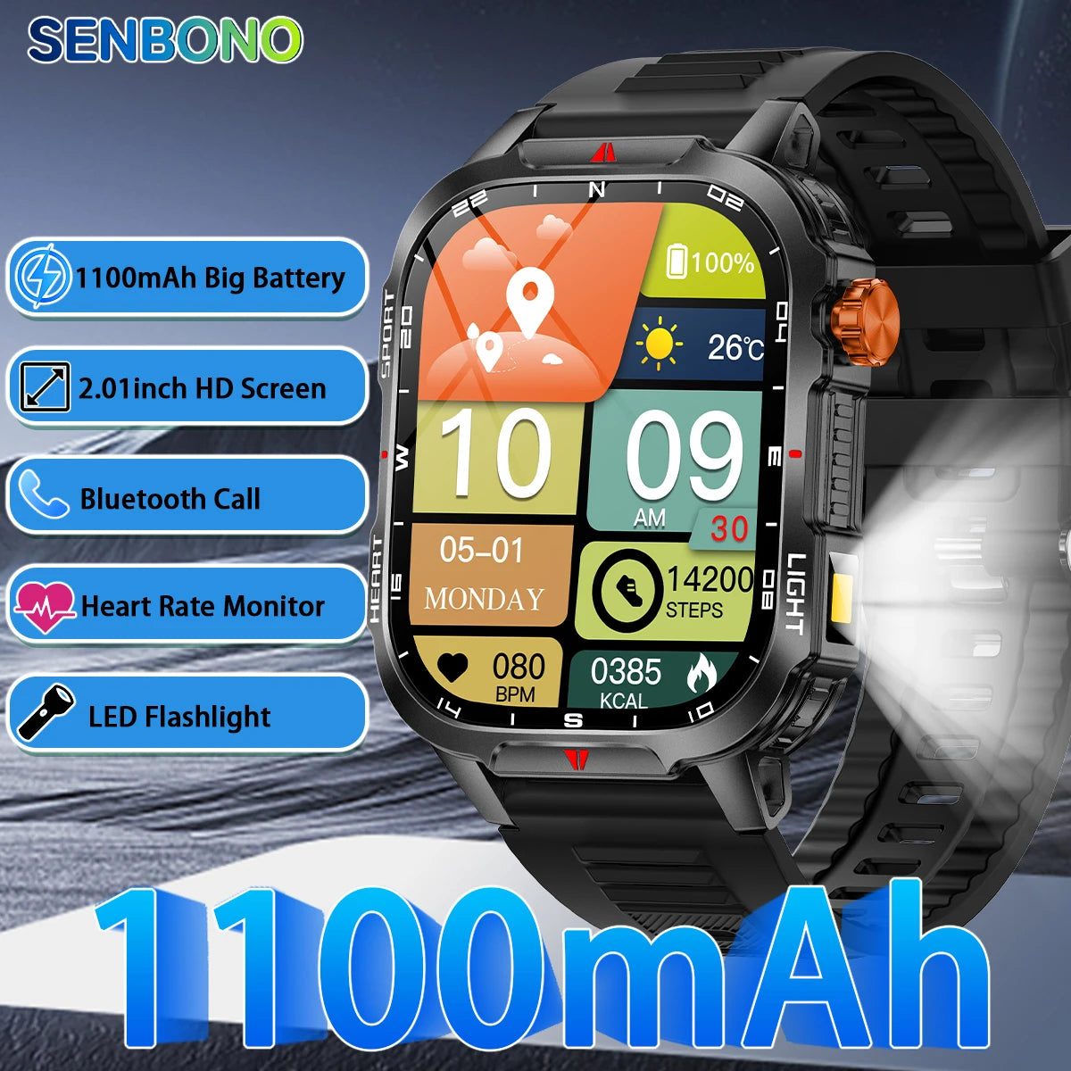 Smartwatch Da Uomo Batteria 100mAh Schermo 2,01 Pollici Chiamata Bluetooth Cardiofrequenzimetro Orologio Xiaomi iOS