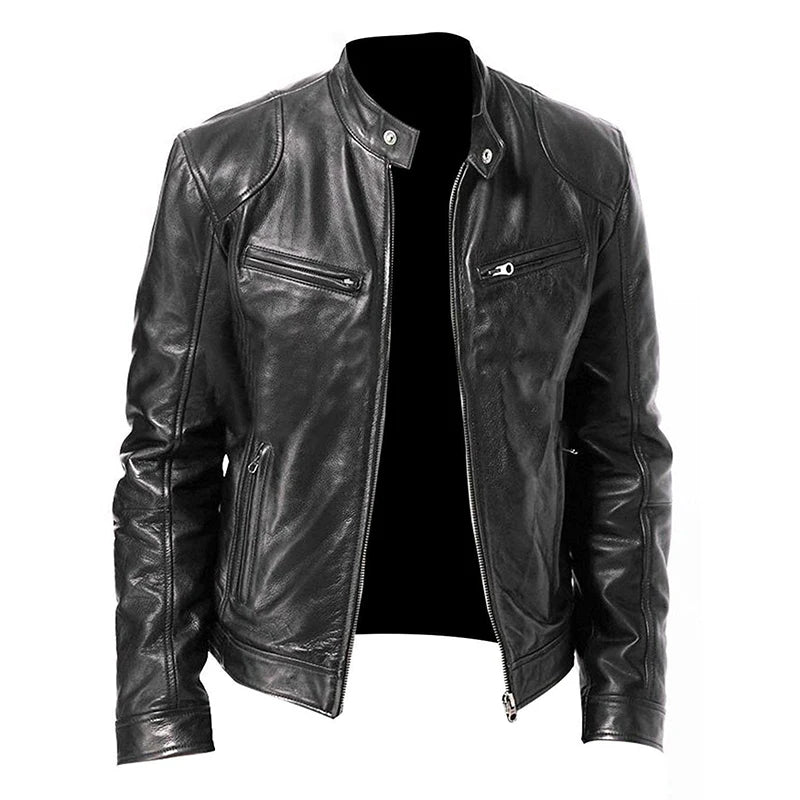 Giacche Da Moto 2024 Uomo Slim Fit In PU Pelle Sintetica Antivento Autunno Moda Casual Con Bavero