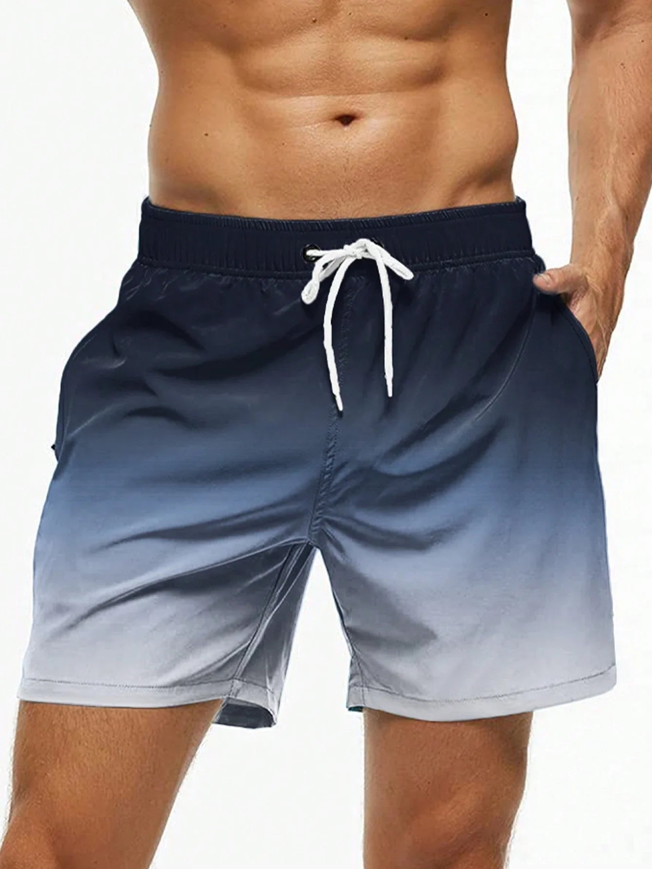 Pantaloncini Da Mare Uomo Gradiente Color Block Elastico Vita Coulisse Estate Traspiranti Stampa 3D Streetwear Corti