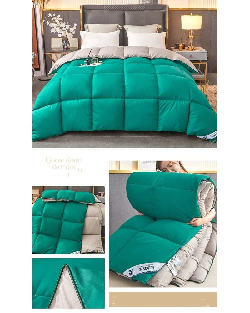 Piumini Trapunte Per Quattro Stagioni Verde Scuro Grigio 150x200 Cm Leggera Imbottitura Coperta