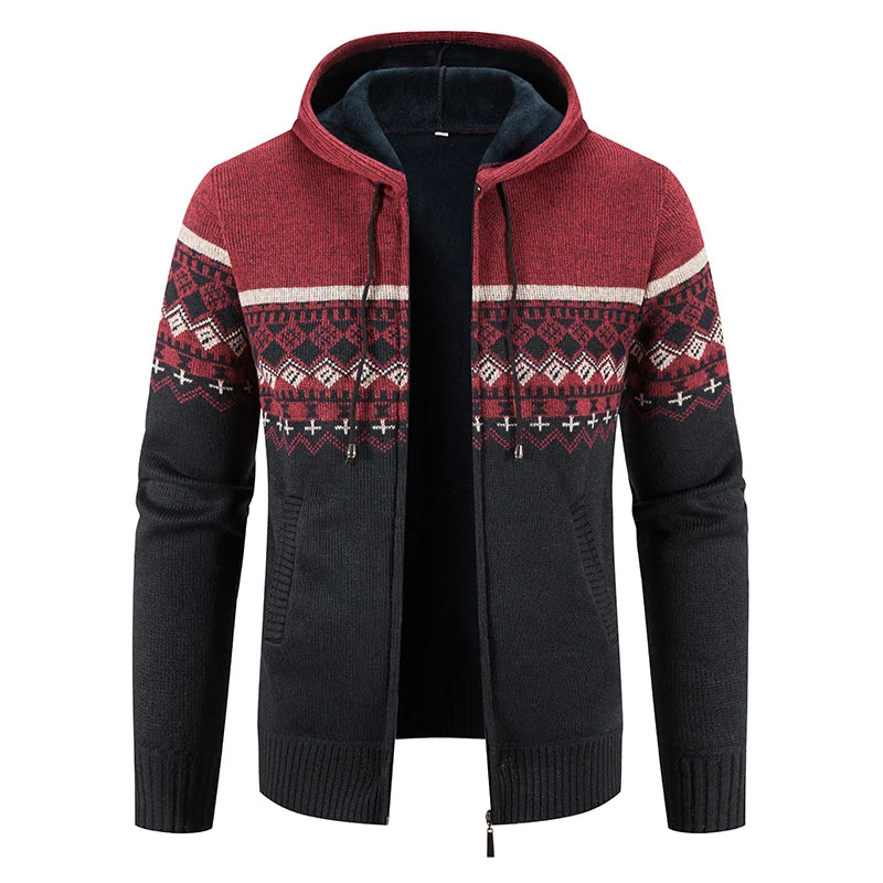Maglione Invernale Da Uomo In Pile Con Cappuccio Cardigan Caldo Con Cerniera Lavorato A Maglia