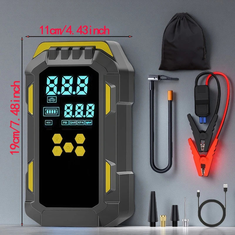 Compressore Aria Per Pneumatici E Avviamento Emergenza Auto 2 In 1 Da 12 V 150 PSI Con Porta USB Per Telefoni