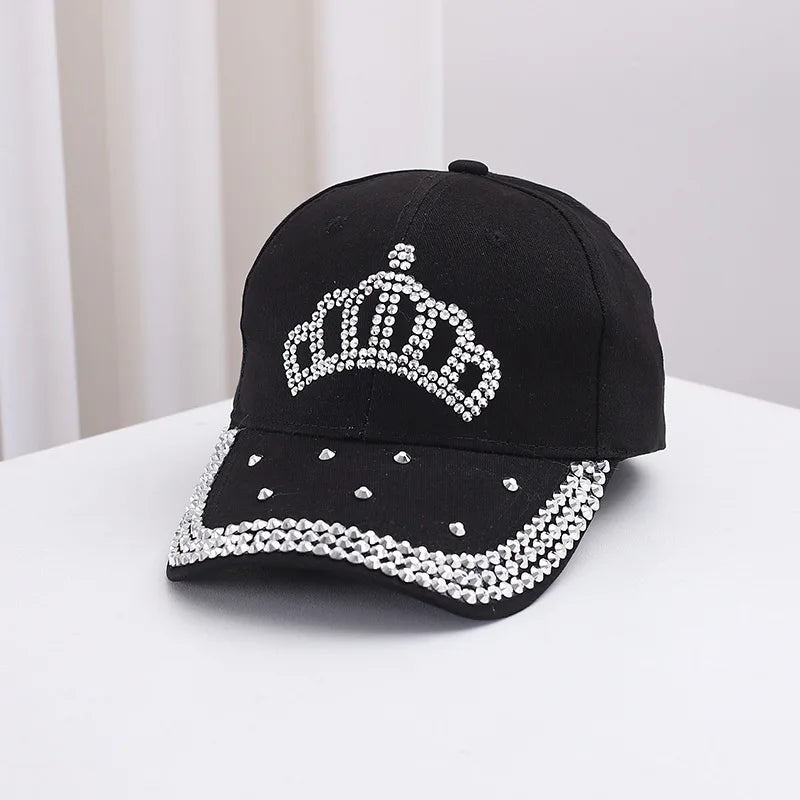 Berretto Da Baseball Parasole Unisex In Cotone Con Corona Diamanti Estivo Casual Moda Uomo Donna