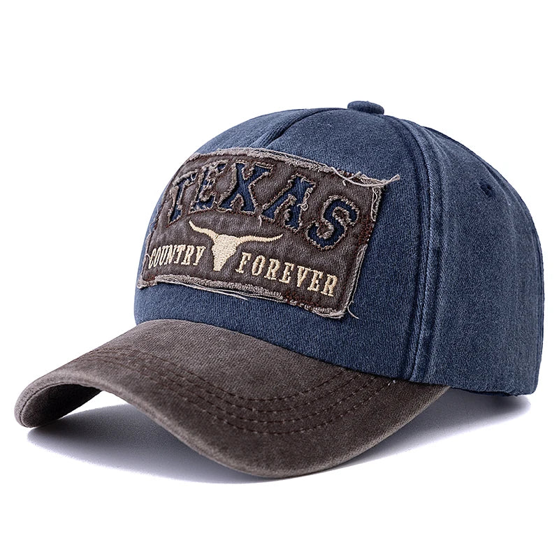 Berretto Baseball Cotone Lavato Unisex Vintage Con Ricamo Texas Motivo Animale Per Uomini Donne All Aperto