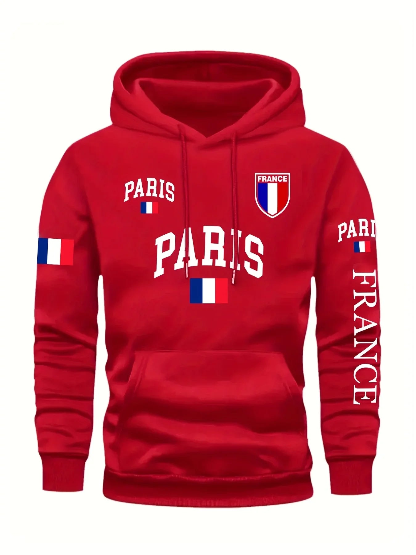 Felpa con Cappuccio da Donna Bandiera di Parigi Stampata Autunno Inverno Abbigliamento Casual Caldo Confortevole