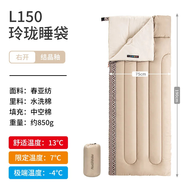 Naturehike L150 Sacco a Pelo da Campeggio Leggero 3 Stagioni in Cotone Impermeabile con Ventilazione per Adulti