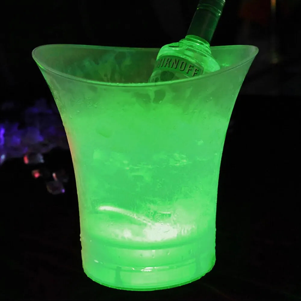 Secchiello Per Il Ghiaccio LED Da 5L Impermeabile In Plastica 6 Colori Illumina Bar Discoteche Night Party