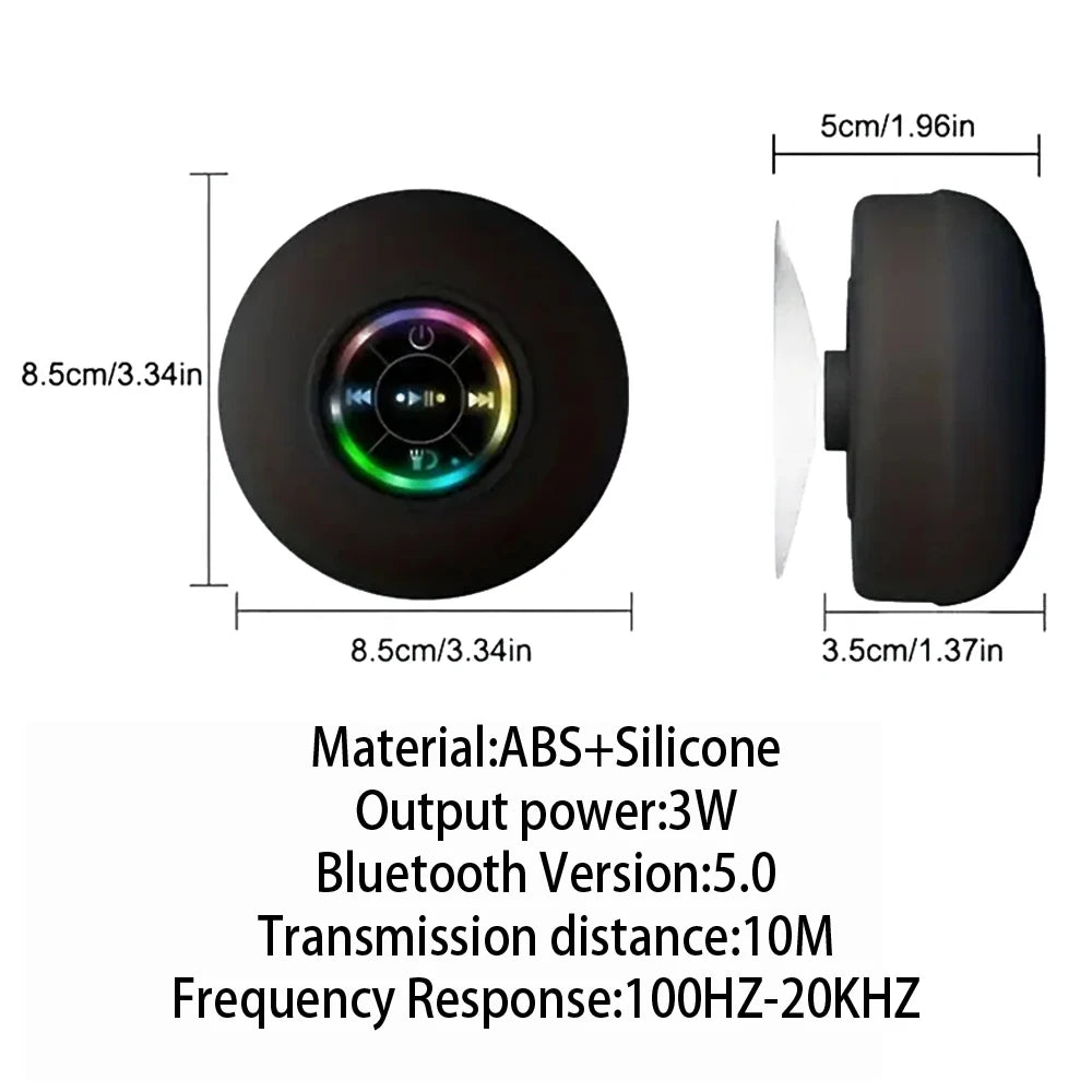 Altoparlante Bluetooth Portatile Impermeabile IPX4 Con LED Microfono E Ventosa Ideale Per Viaggi Outdoor E Bagno