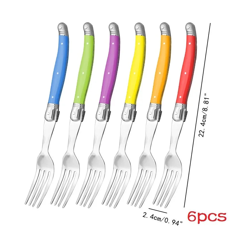 Set Da 6 Cucchiaini Da Caffè In Acciaio Inox Con Manico Arcobaleno ABS Laguiole Per Gelato E Dolci Stoviglie Colorate