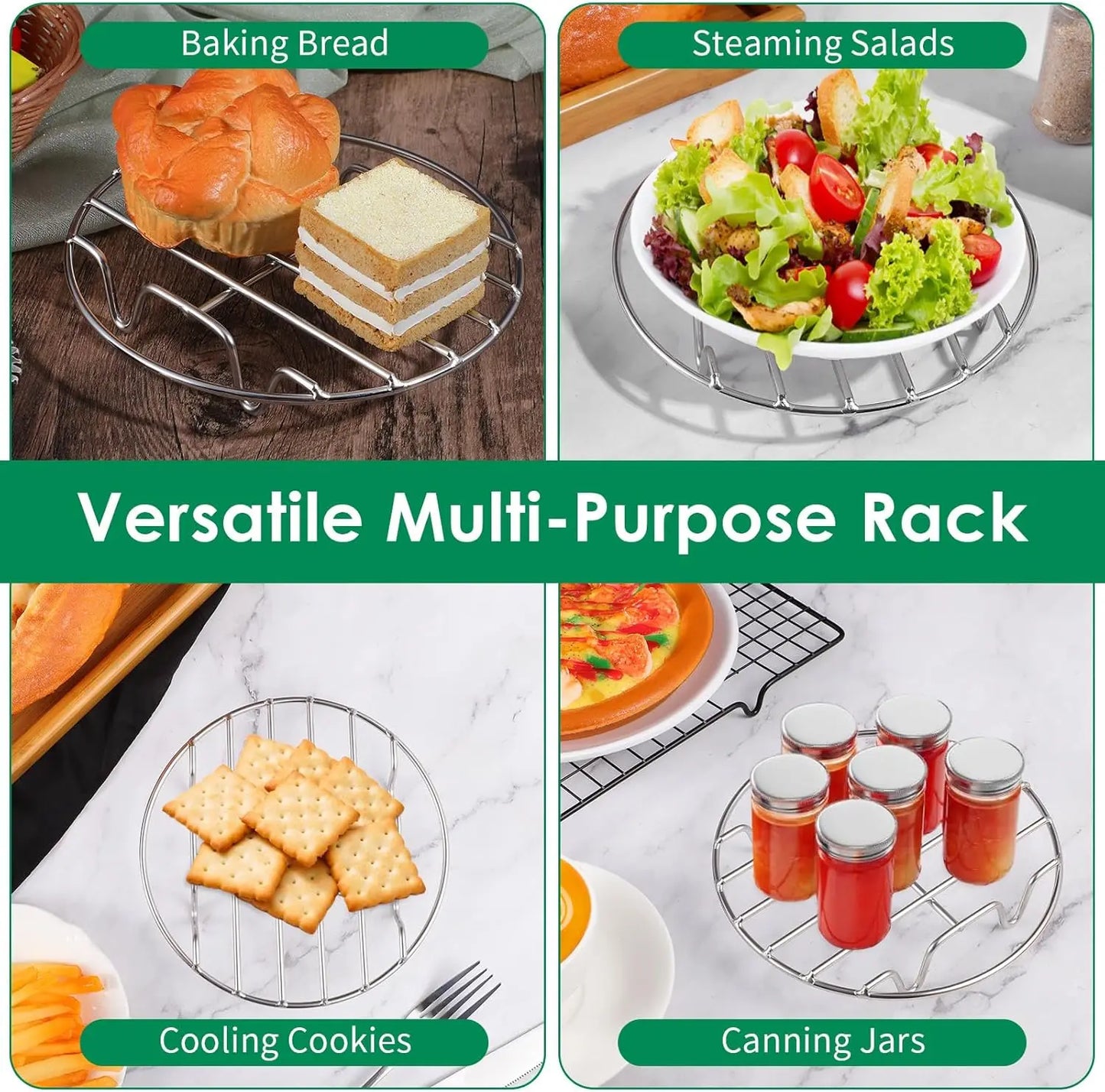 1 Griglia per Cottura a Vapore in Acciaio Inossidabile, Multiuso per Forno, Friggitrice ad Aria, Cottura e Cottura a Vapore di Verdure, Rotonda, Lavabile in Lavastoviglie, Griglia da Cucina
