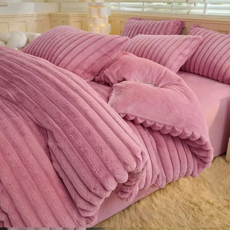 Copripiumino In Peluche Tinta Unita 150x200 Cm Velluto Bifacciale Stile AB Inverno Mantiene Caldo Spessore Morbido