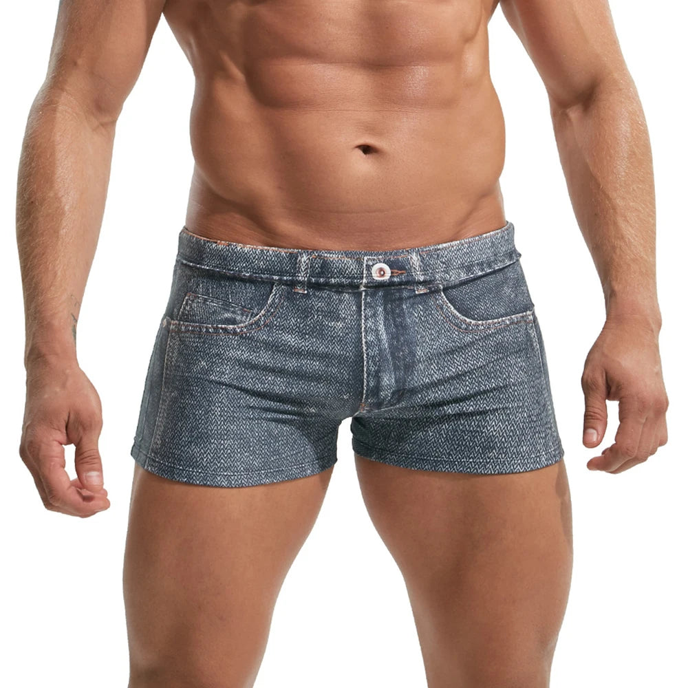 Pantaloncini Da Surf Senza Cuciture Uomo 2XL Denim Stampato Boxer Pantaloncini Da Bagno Traspiranti Sportivi