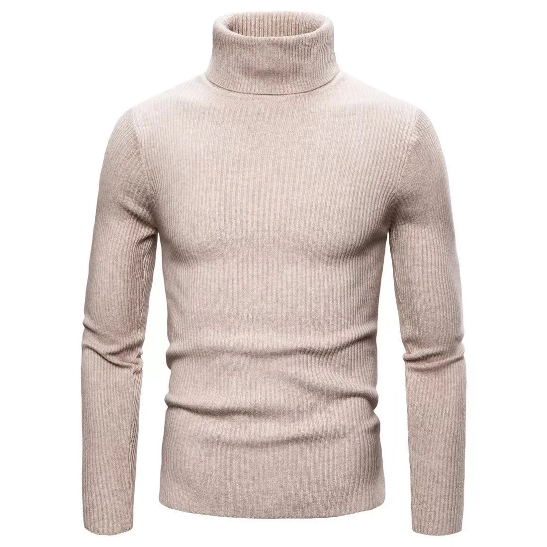 Pullover Da Uomo Dolcevita Lavorato A Maglia Solido Slim Fit Autunno Inverno Manica Intera Casual