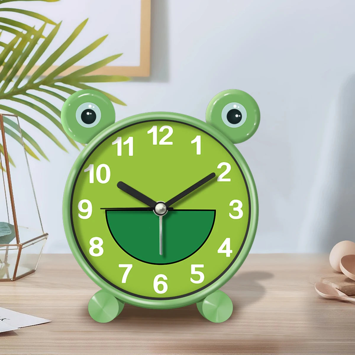 Sveglia Educativa per Bambini Carina Rotonda Silenziosa per Camera da Letto Desktop Decorazione Animale