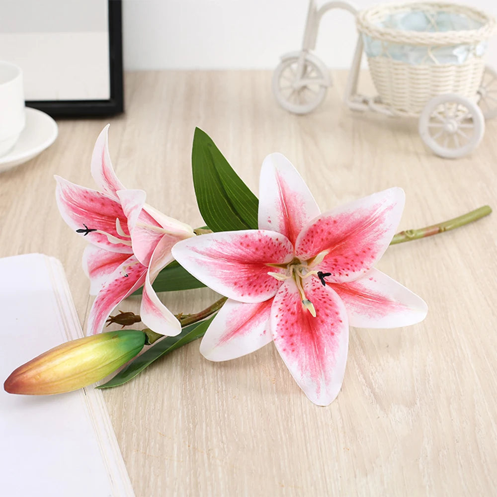 Fiori Artificiali Con Ramo Di Giglio Con Stampa 3D Dall Aspetto Reale Fiori Finti Bianchi Per Decorazione Giardino Nozze