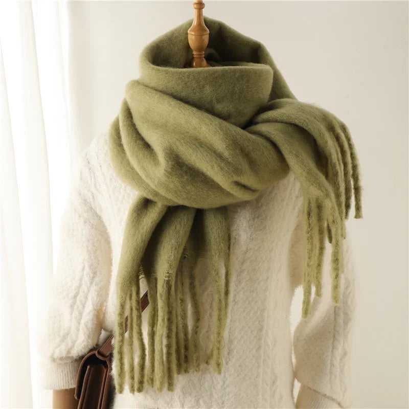 Sciarpa Invernale Per Donna Cashmere Caldo Pashmina Morbida Grande Scialle Con Nappa Poncho Lungo Echarpe