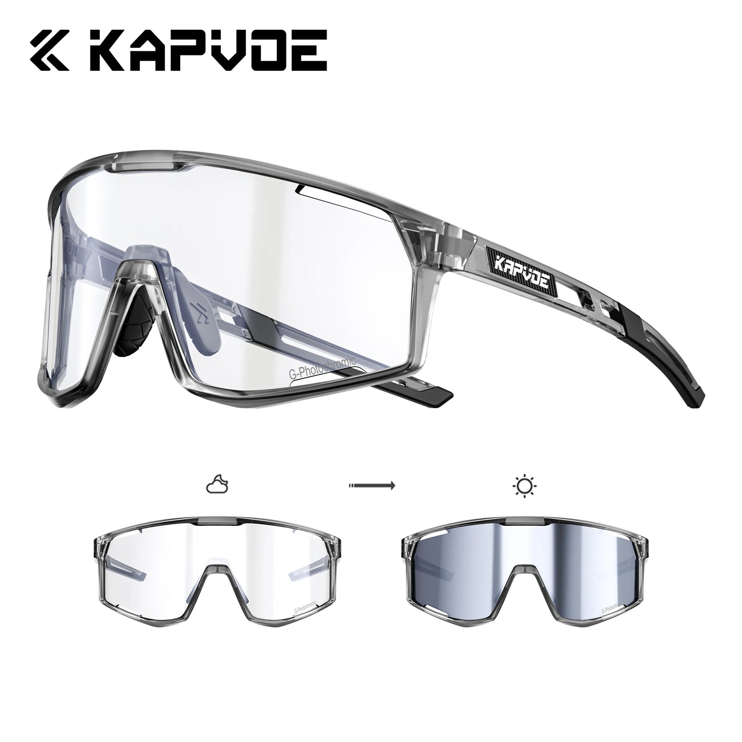 Kapvoe Occhiali Da Sole Fotocromatici Per Ciclismo UV400 Uomo Donna Esterni MTB Strada Escursionismo Occhiali Da Bici