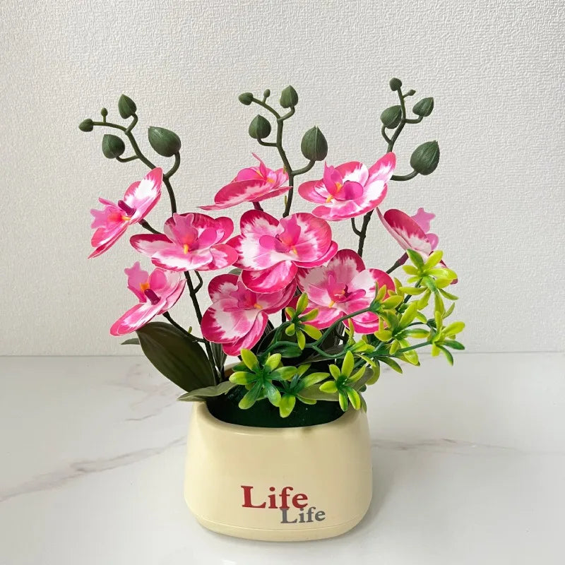 Orchidea Artificiale di Lusso in Stile Nordico con Fiore a Farfalla Vaso Decorazione Domestica Multifunzionale