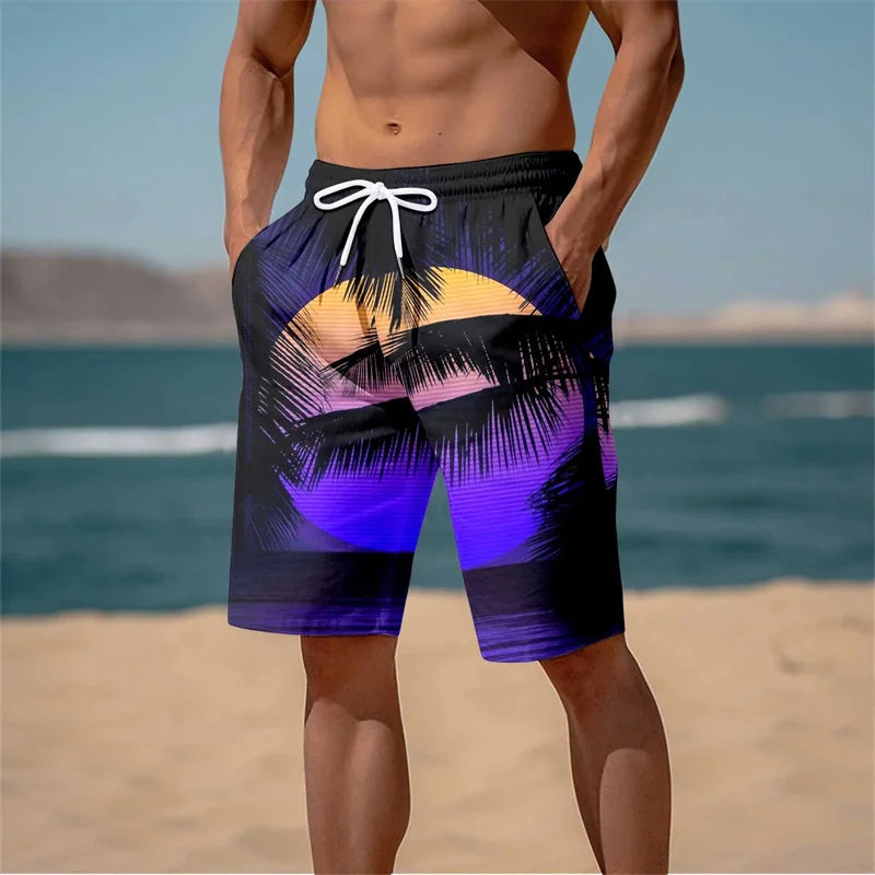 Pantaloncini Da Spiaggia Uomo Con Stampa Palme 3D Harajuku Surf Grafica Palmo Estate Costume Da Bagno Hawaii Fresco
