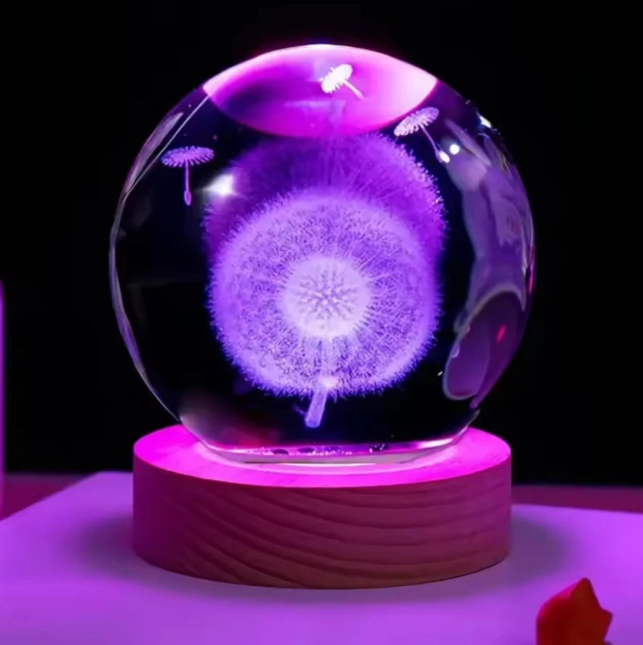 Decorazione Della Stanza Con Sfera Di Cristallo 3D E Base Led Per Luce Ambientale Nel Soggiorno