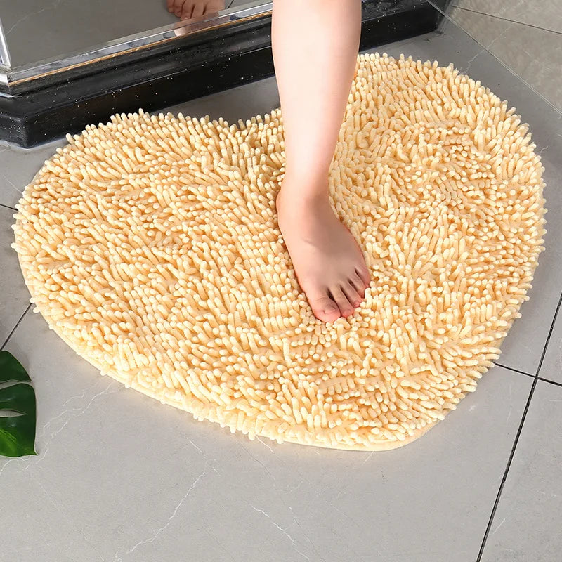Tappetini Da Bagno Con Cuore In Ciniglia Antiscivolo Assorbente Set Da Bagno Di Lusso Spedizione Gratuita Per Casa