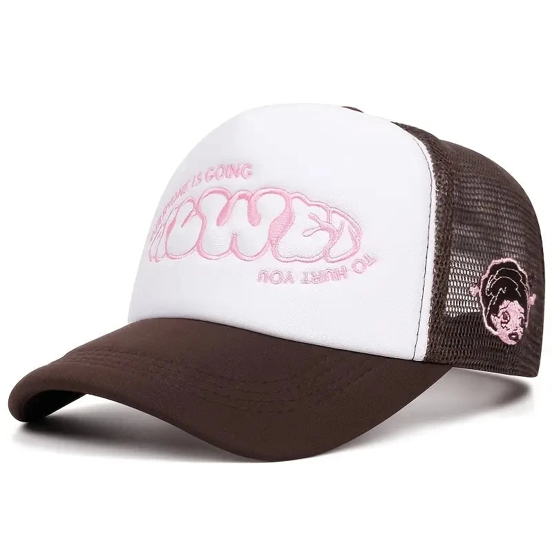 Berretto da Baseball Ricamato in Spugna con Rete da Esterno Unisex Uomo e Donna Casual