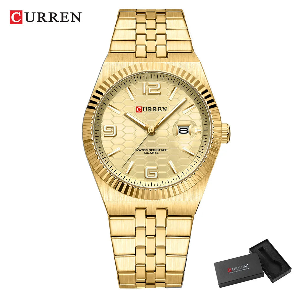 Curren Orologio Quarzo Nero Classico Con Lancette Luminose Data Automatica Cinturino In Acciaio Inox Uomo