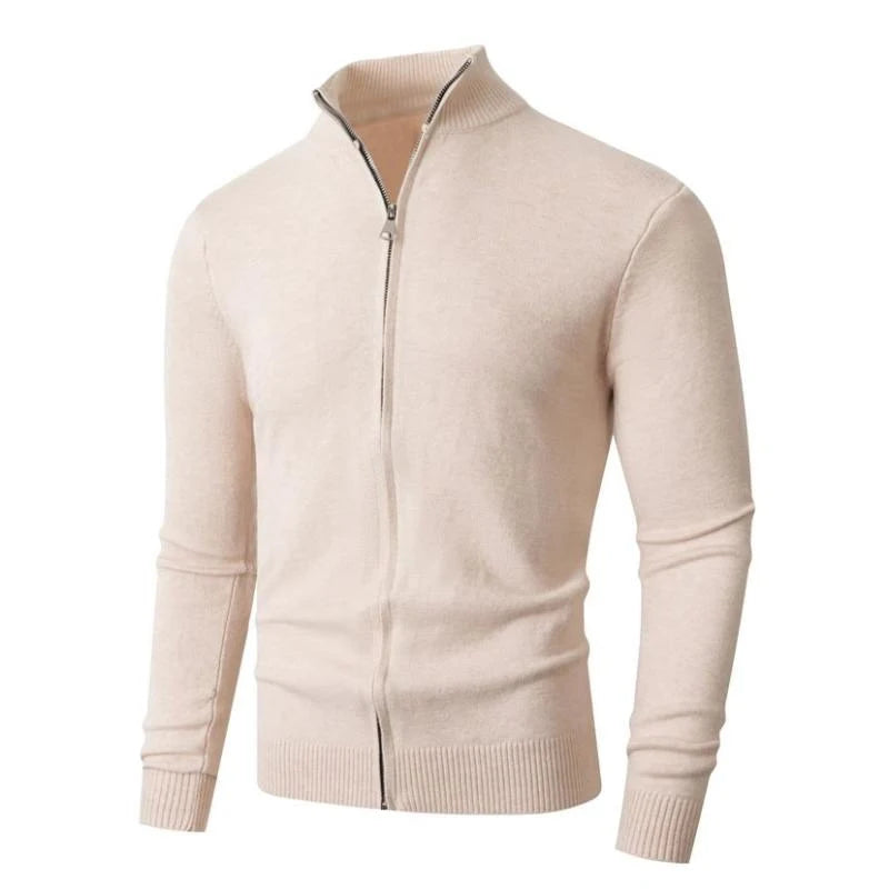 Cardigan Uomo Lana Mista Con Zip Frontale Dolcevita Animal Game Pratico E Caldo