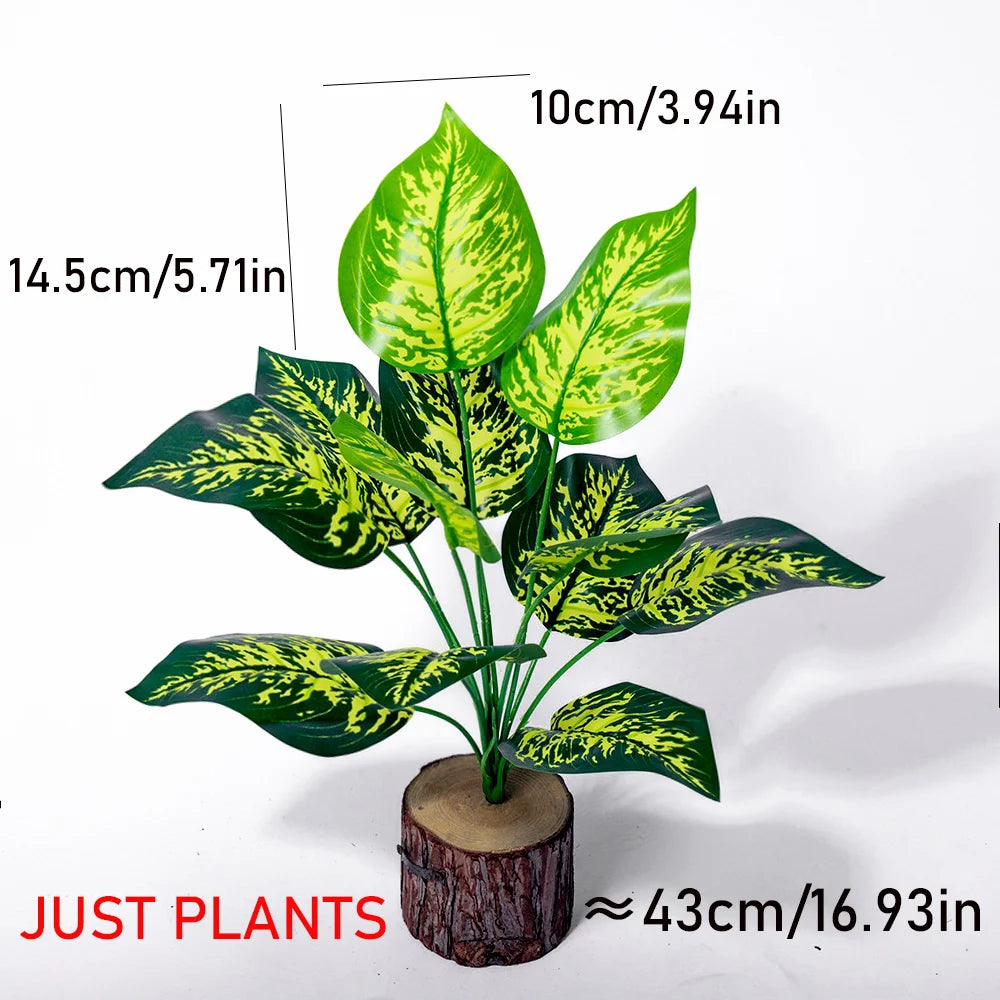 Foglie Artificiali di Monstera 43 Cm Albero Verde Piante Finte Tropicali Decorazione per Giardino di Casa