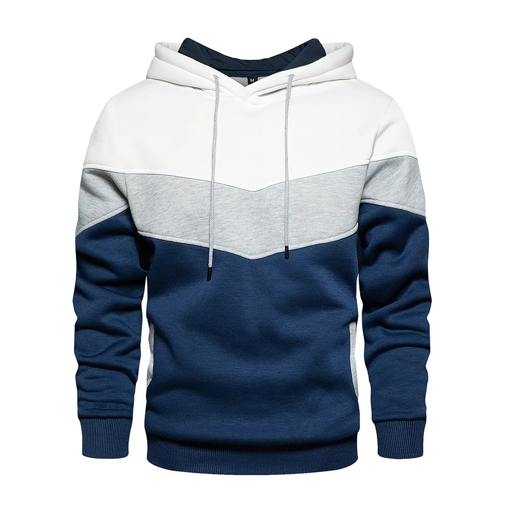 Felpa Con Cappuccio Patchwork Uomo Termica In Pile Autunno Inverno Abbigliamento Sportivo Casual Esterno Moda Di Strada