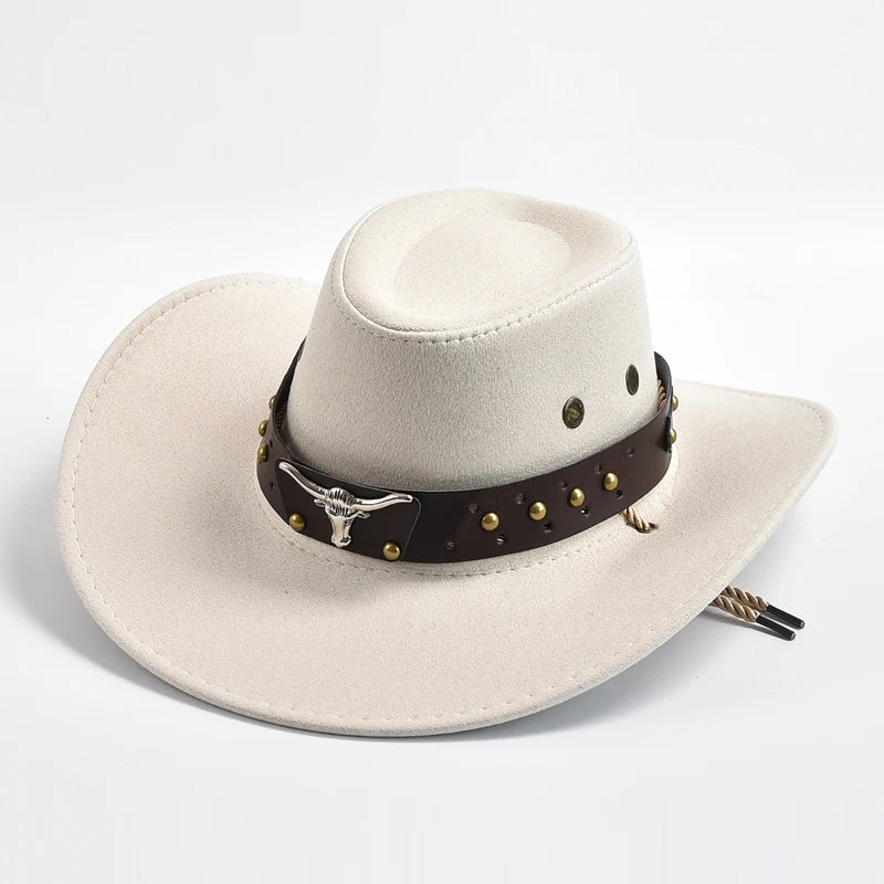 Cappello Da Cowboy In Pelle Scamosciata Artificiale Unisex Vintage Con Grande Bordo Per Cosplay E Feste