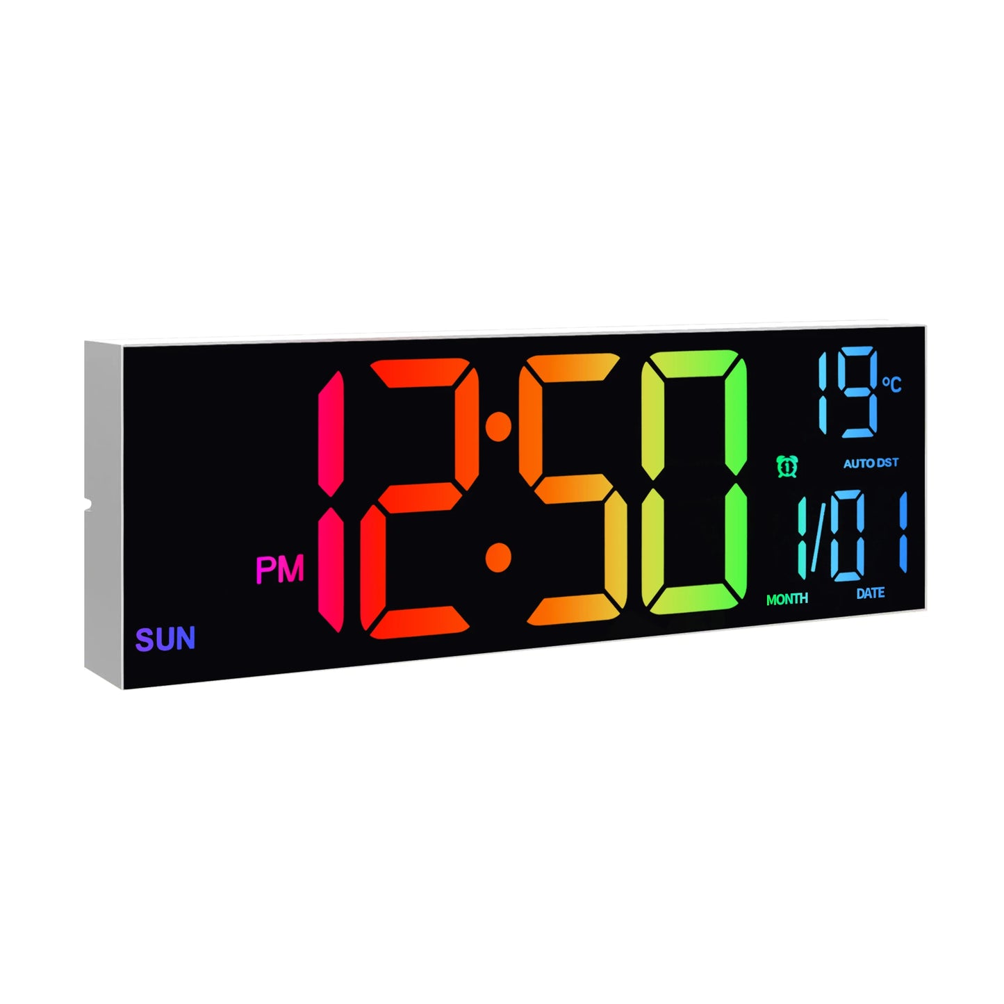 Orologio Da Parete Digitale 16 Pollici Con Display LED E Telecomando 8 Colori RGB Allarme DST Temperatura Per Soggiorno