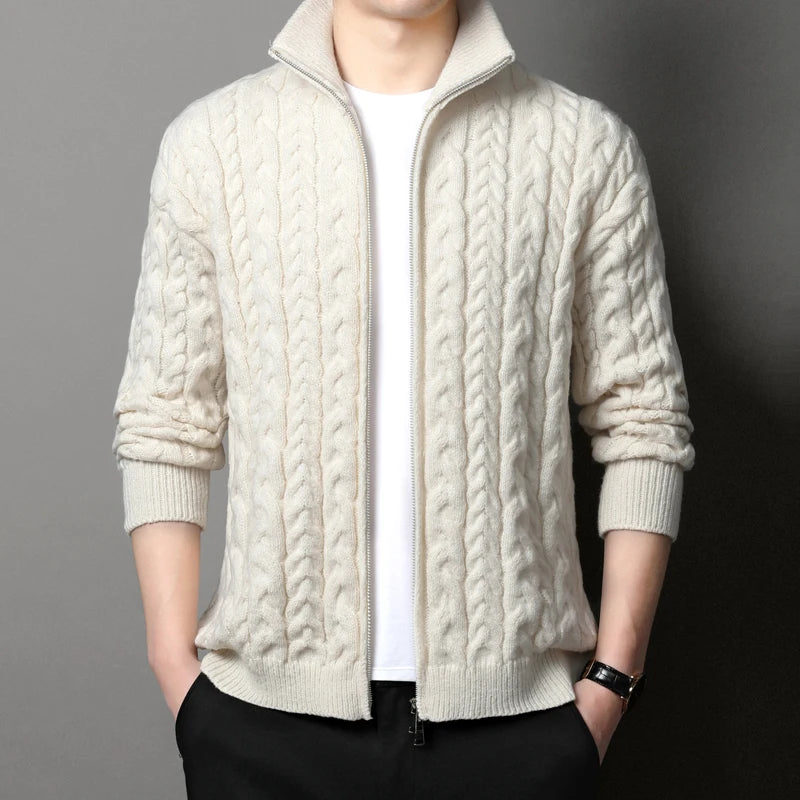Cardigan Invernale Da Uomo Spesso E Caldo Con Zip Frontale E Collo Mandarino Moda Uomo Di Marca 2022