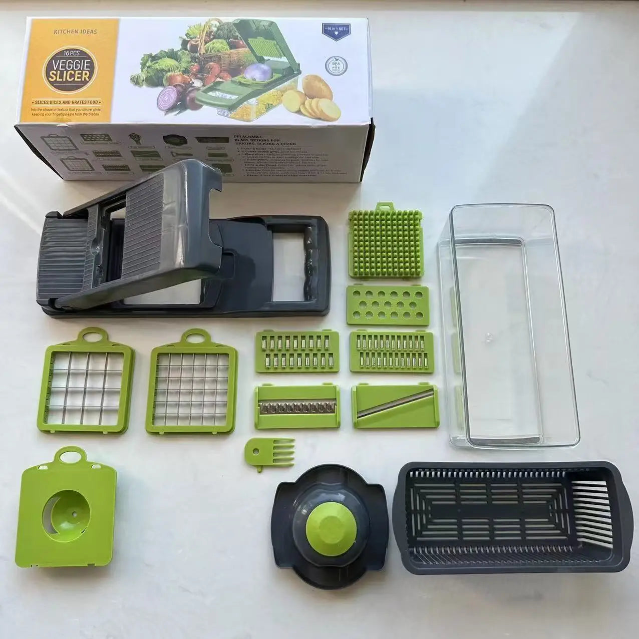 Tritatutto Multifunzionale 14 16 In 1 Per Verdure Cipolla Manico Ergonomico Griglia Per Alimenti Affettatrice Da Cucina