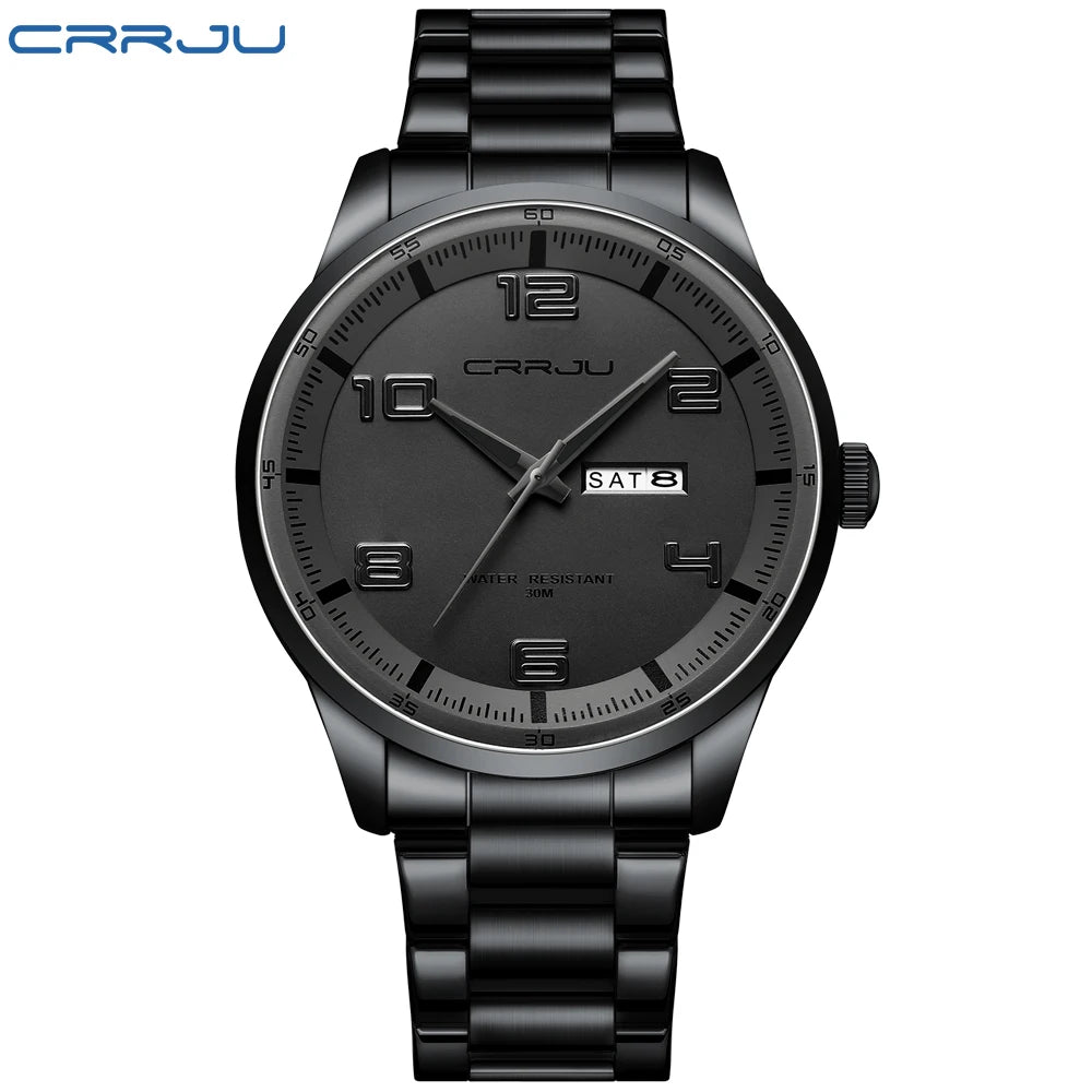 CRRJU Orologi Da Uomo Nuovi Casual Business Cinturino In Acciaio Inox Quarzo Con Data Lancette Luminose