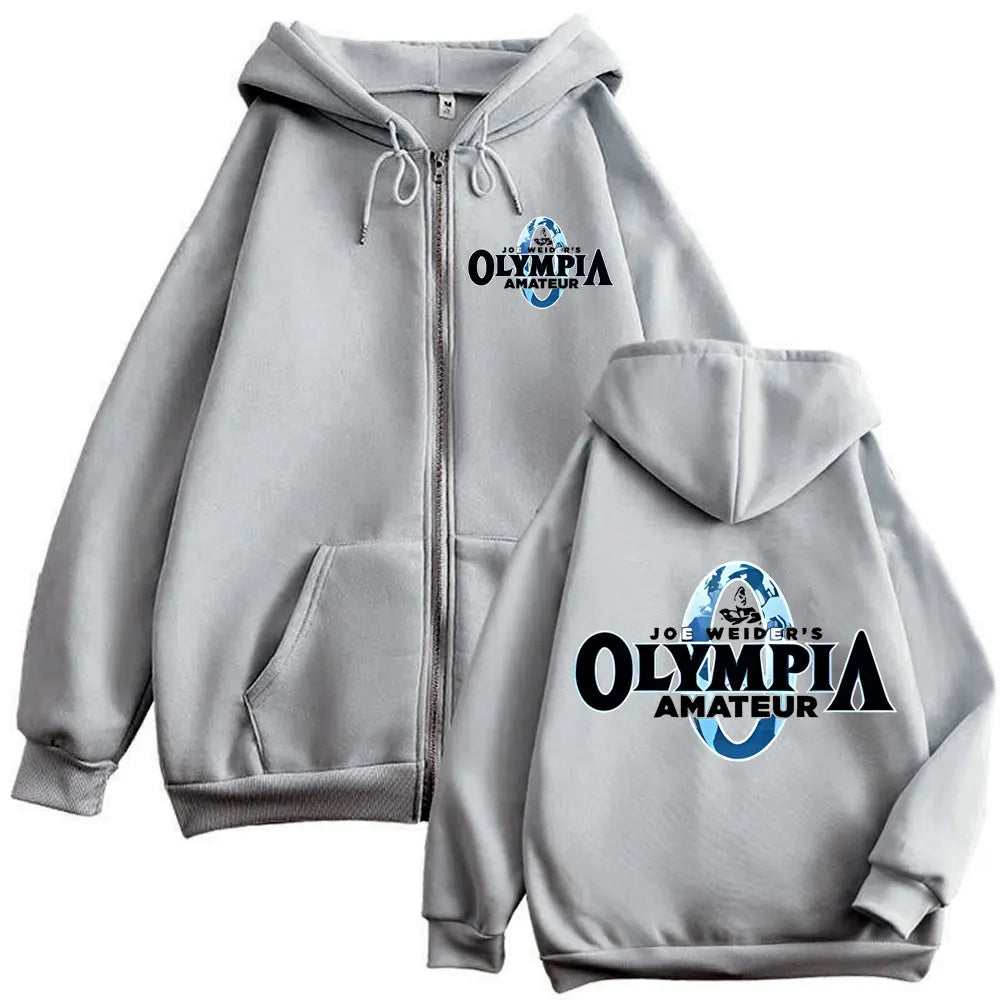 Olympia Fitness Gym Merch Felpe Con Zip Maniche Lunghe Con Cappuccio Uomo Donna Moda Streetwear Alta Qualità