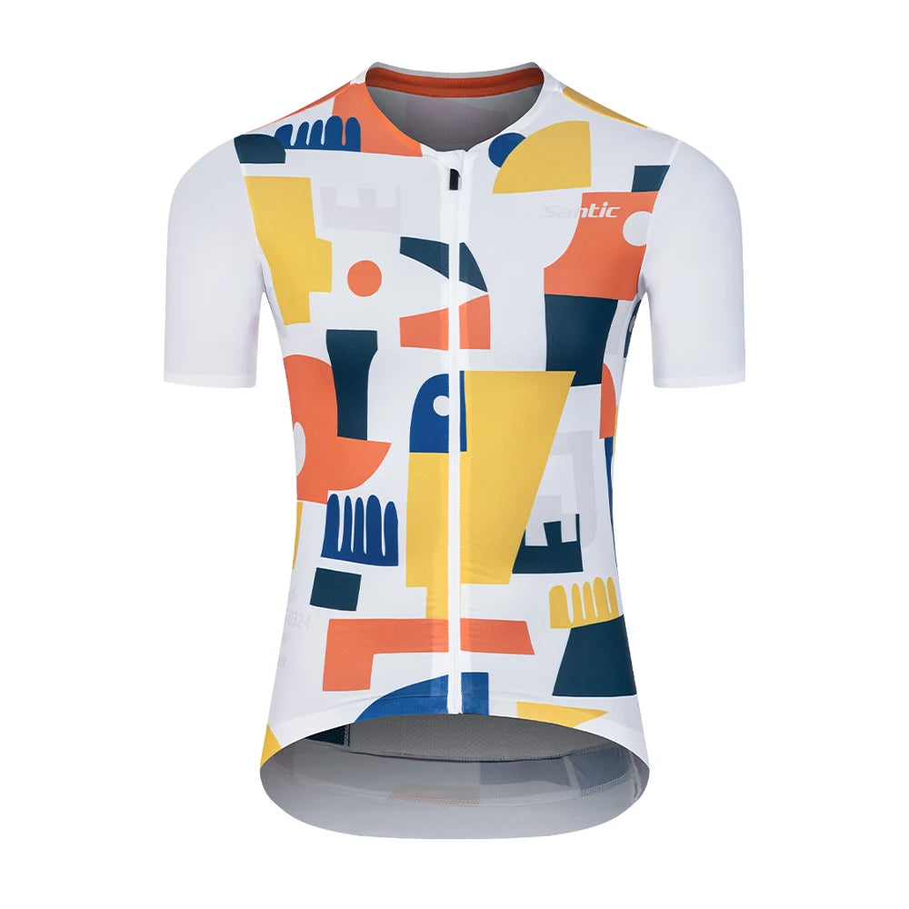 Santic Maglia Da Ciclismo Uomo Estate A Maniche Corte Asciugatura Rapida Tessuto Poliestere Spandex