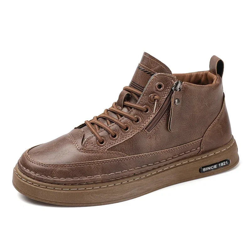 Stivali Da Uomo In Pelle Invernali Alti Scarpe Moda Stivaletto Casual Da Lavoro All Aperto Sneakers Maschili Novità